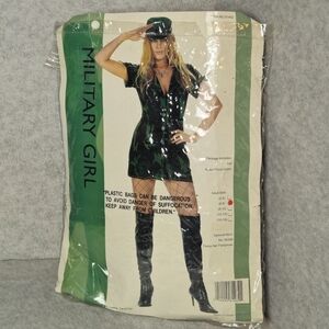 DREAMGIRL Military Girl Womens 6-8 S/M Camo Costume Dress with Hat Sexy Army‎